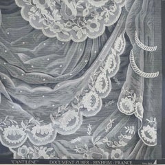 Zuber Tulle I Cantilene Fond Gris Hand-print Wallpaper, Trompe L’oeile, France