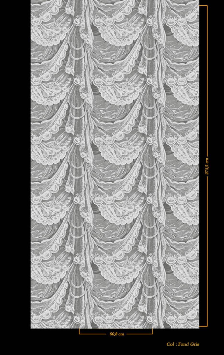 Zuber Tulle I Cantilene Fond Gris Handdrucktapete, Trompe L'Oeile, Frankreich im Angebot 3