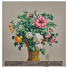 Zuber: 'Vase #2521' Antique Wall Hanging with Grey Background