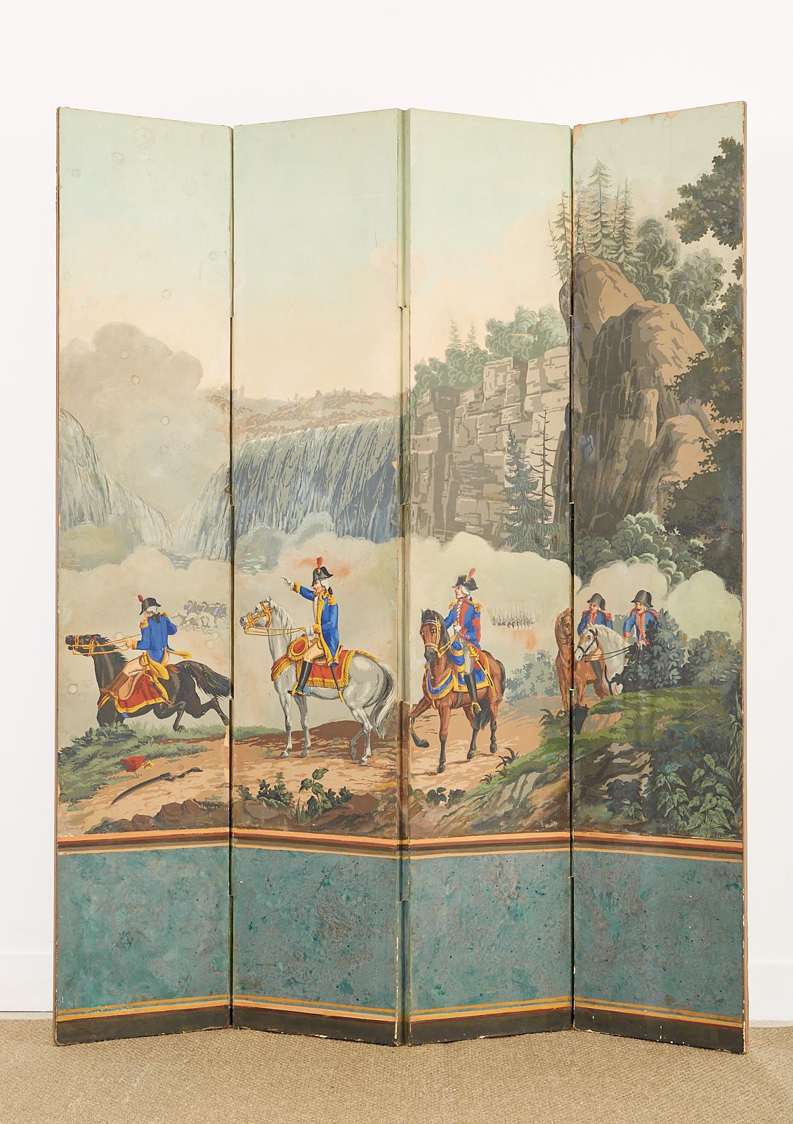 Français Zuber Wallpaper Panel Screen the War of American Independence (panneau de papier peint) en vente