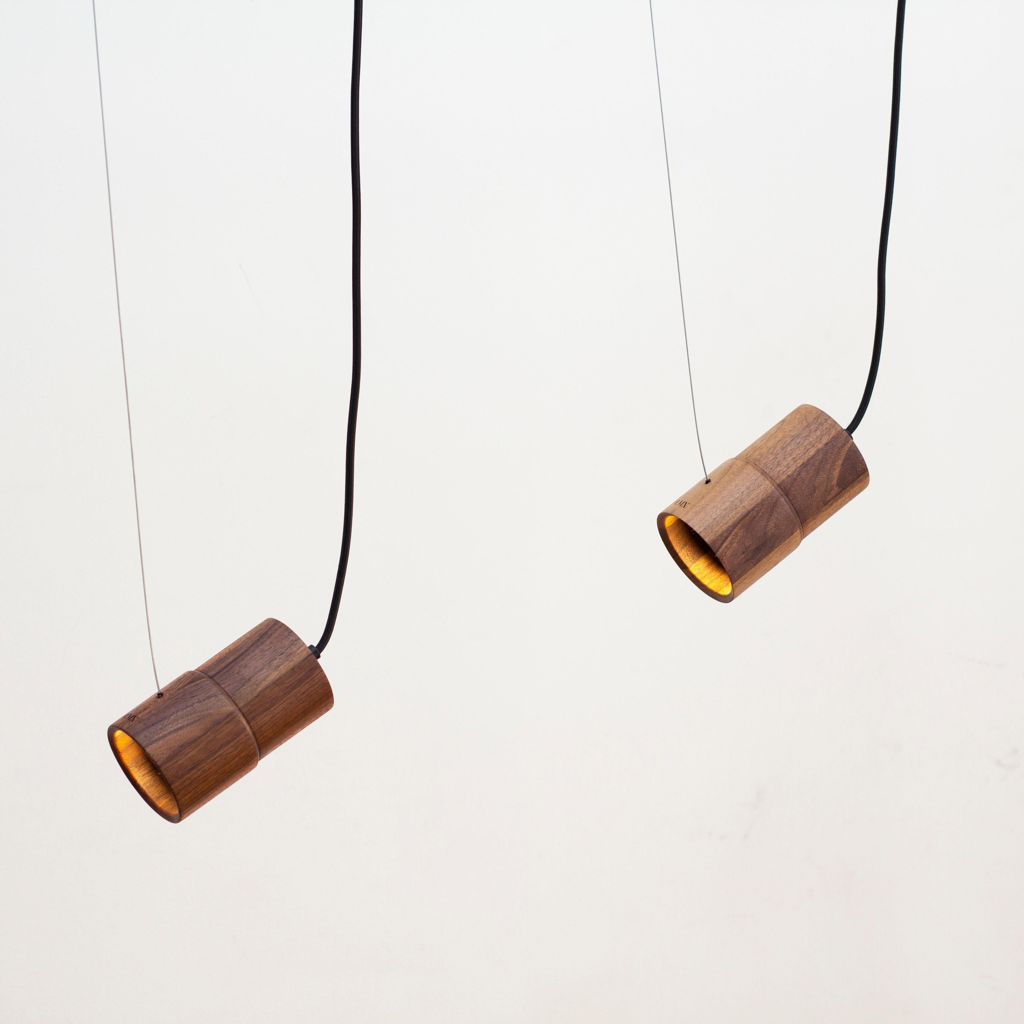 Modern Zucc, Set of 2 Pendant Lamp, made by turned solid wood by CMX For Sale