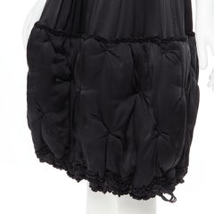 ZUCCA JAPAN black silk polyester padded pillow drawstring hem stretch skirt M