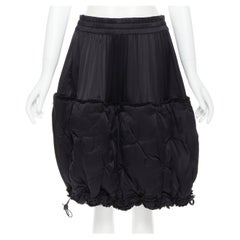 ZUCCA JAPAN black silk polyester padded pillow drawstring hem stretch skirt M