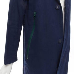 ZUCCA navy blau Baumwolle Leinen grün Reißverschluss über Mantel S