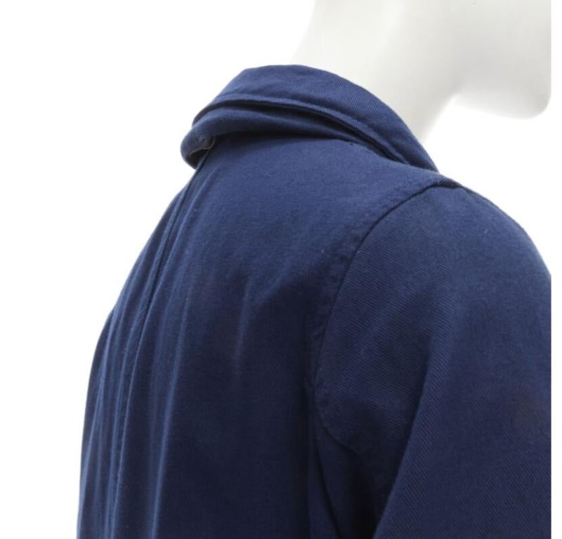ZUCCA navy blue cotton linen green zipper over coat S For Sale 3