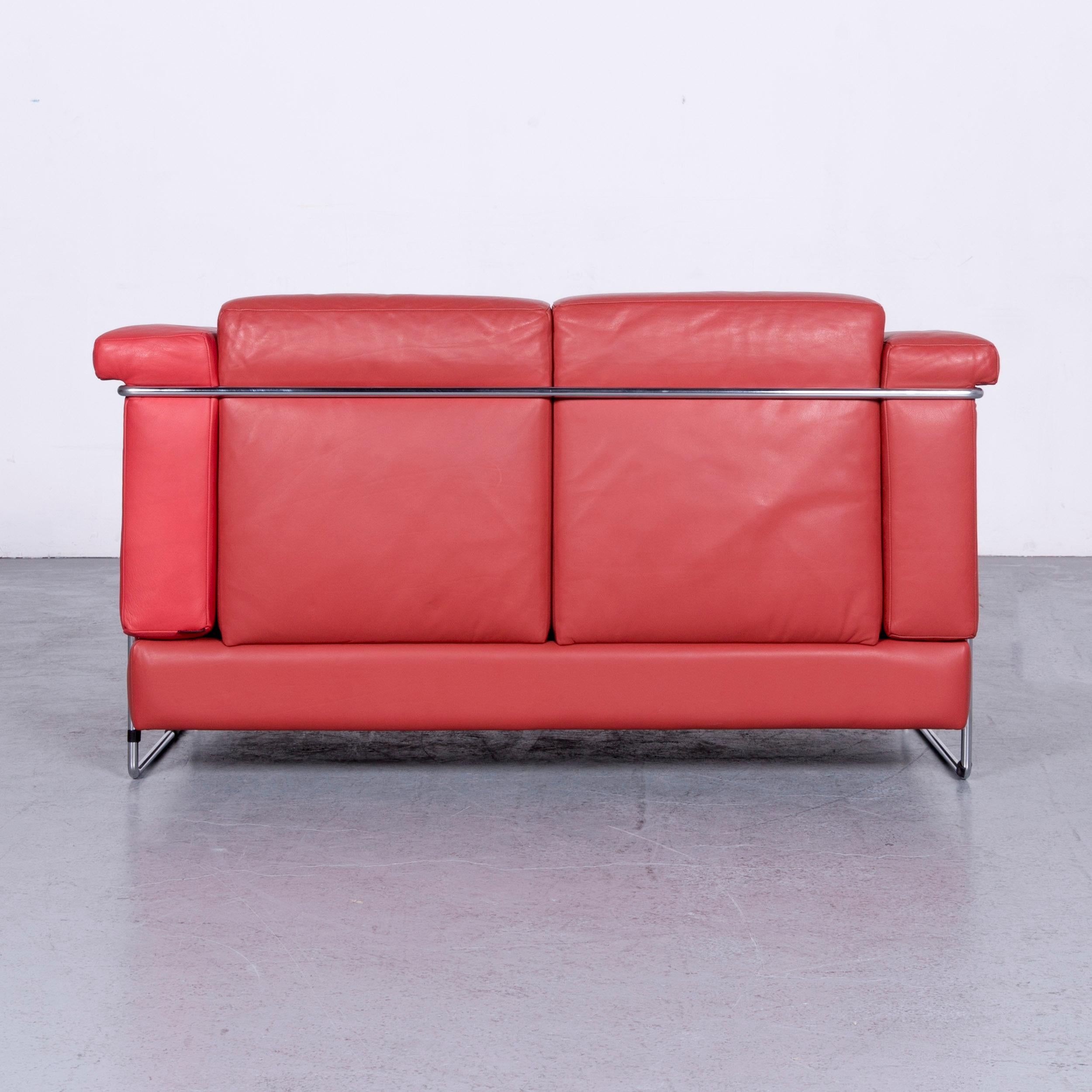 Züco Carat Designer Leather Sofa Set Red Two-Seat Couch 6