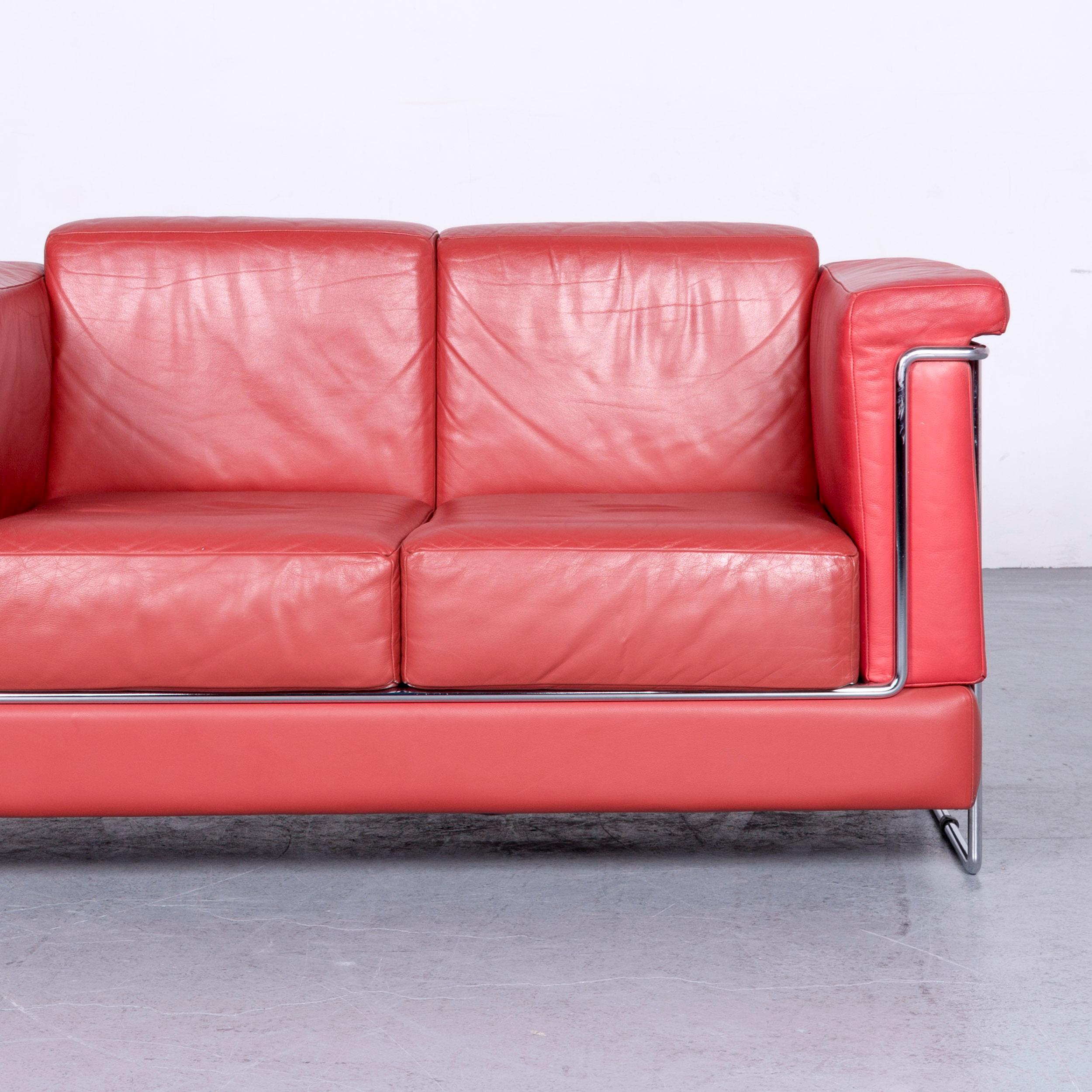 Contemporary Züco Carat Designer Leather Sofa Set Red Two-Seat Couch