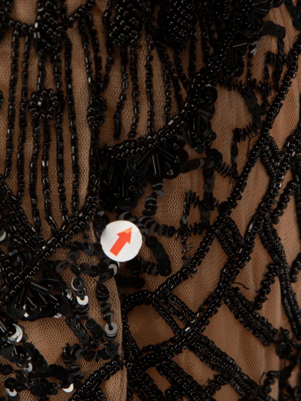 Zuhair Murad Beige & Black Embellished Tulle Gown Size XL 1