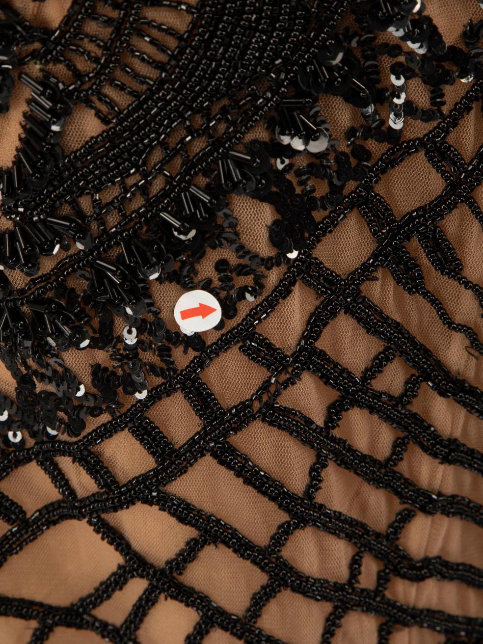 Zuhair Murad Beige & Black Embellished Tulle Gown Size XL 3