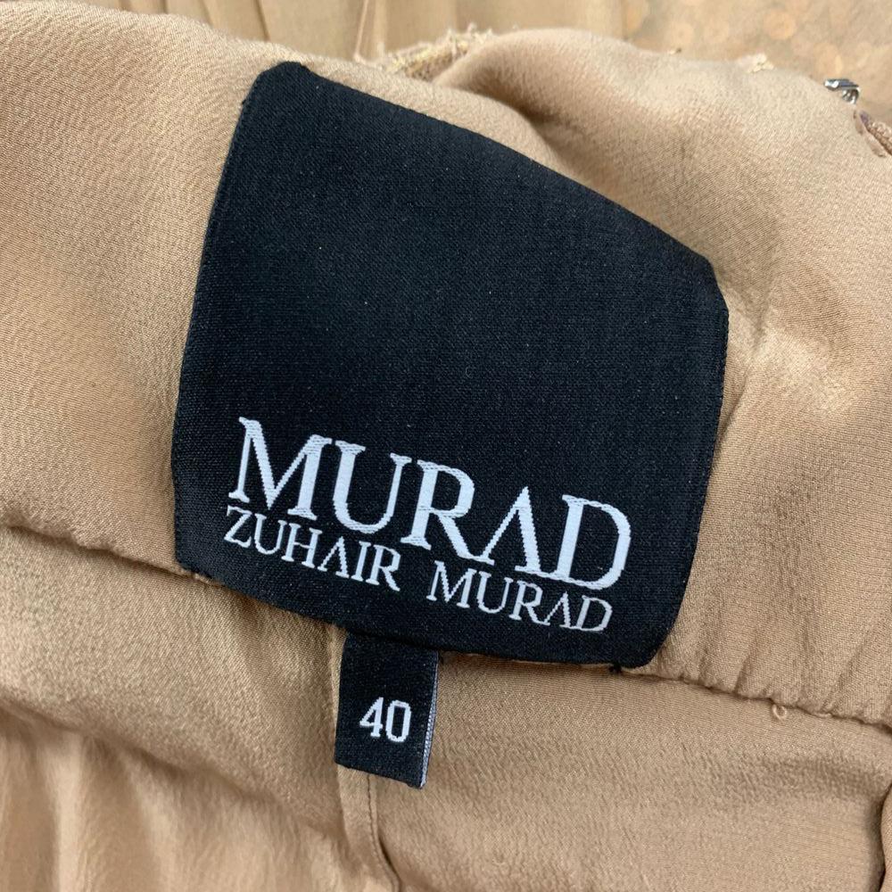 ZUHAIR MURAD Beige Gold Sequin Gown Dress Size EU 40 In Excellent Condition In Montgomery, TX