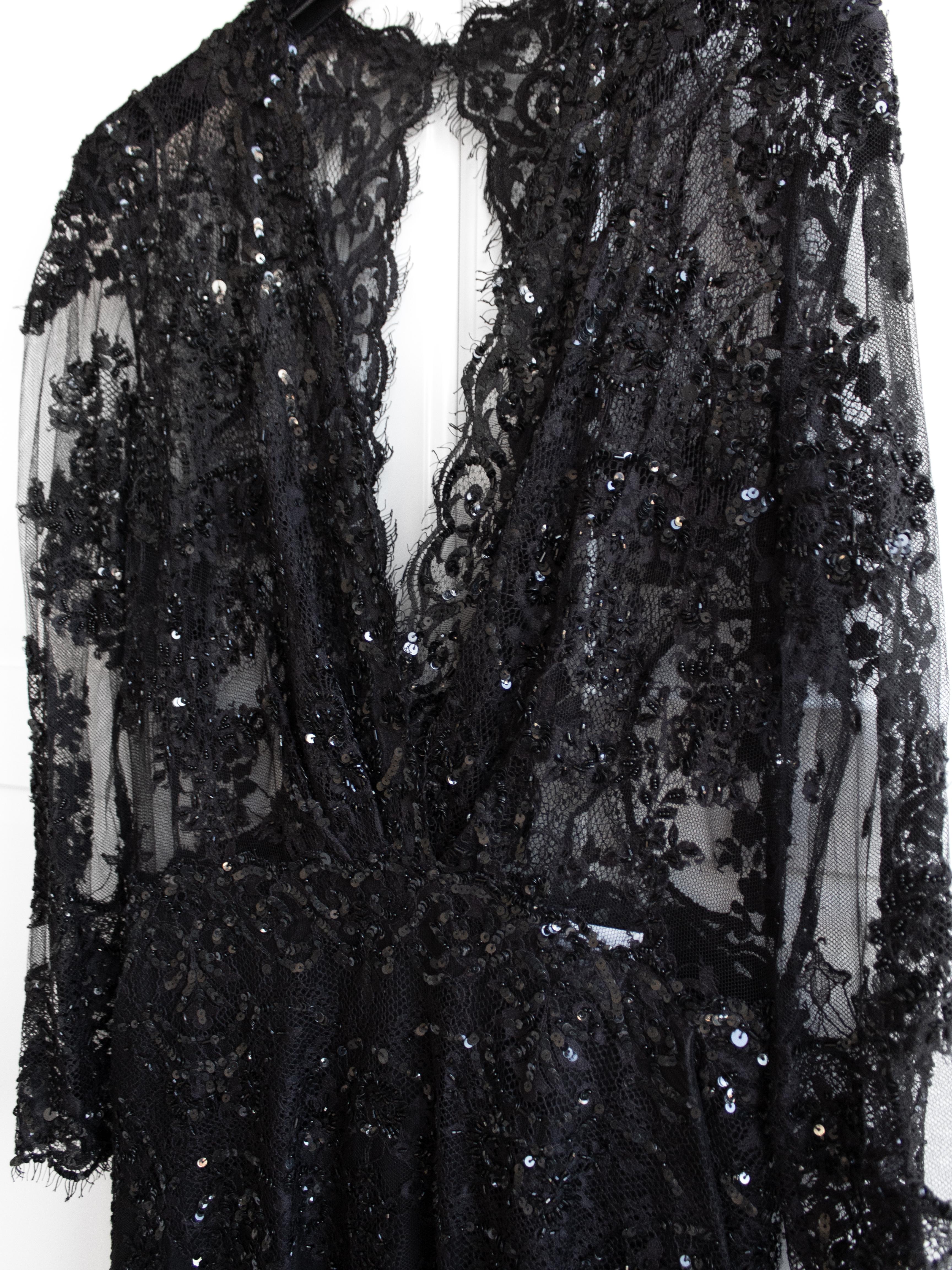 Zuhair Murad Black Lace Embellished Jumpsuit For Sale 3