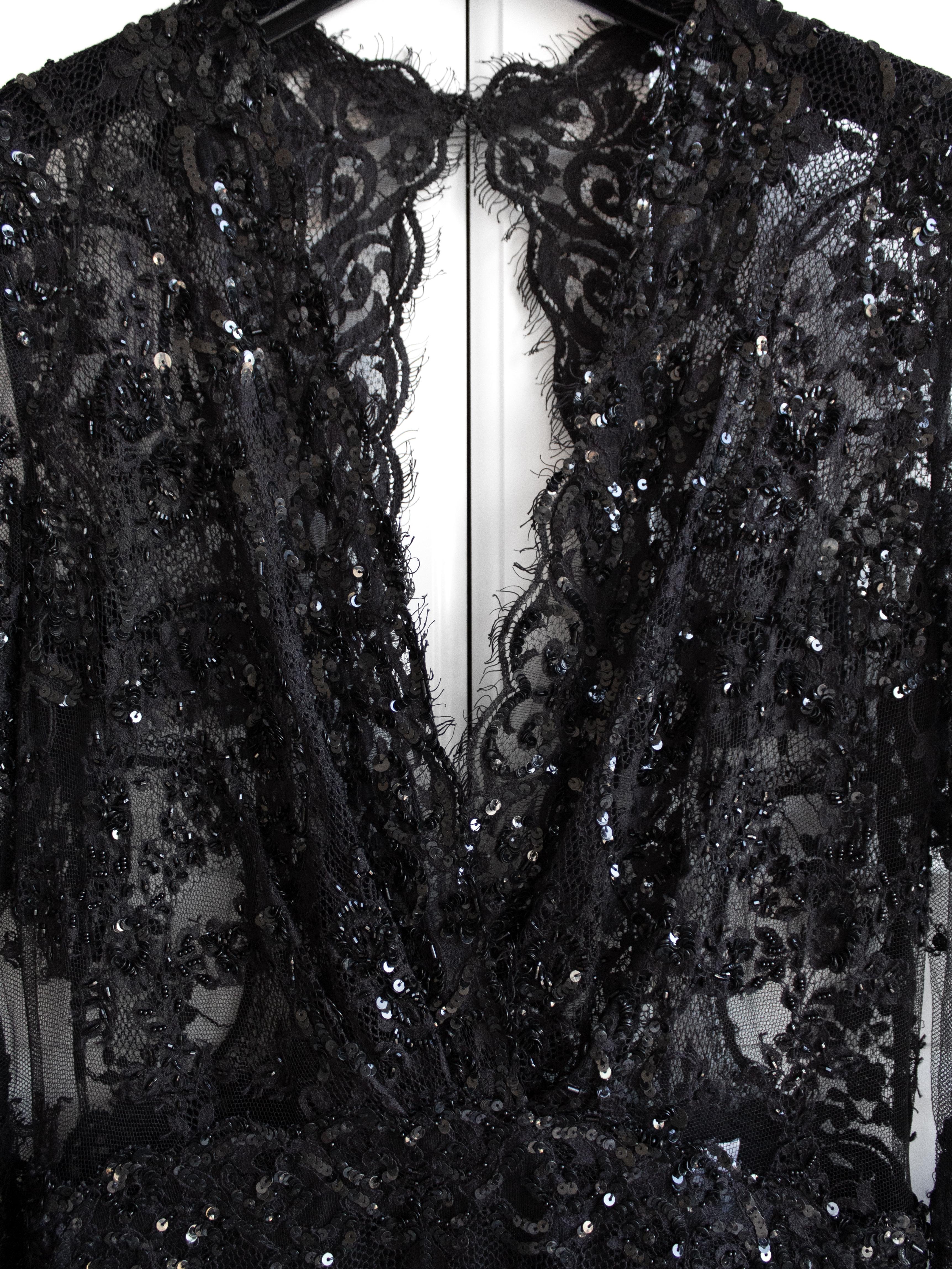 Zuhair Murad Black Lace Embellished Jumpsuit For Sale 5