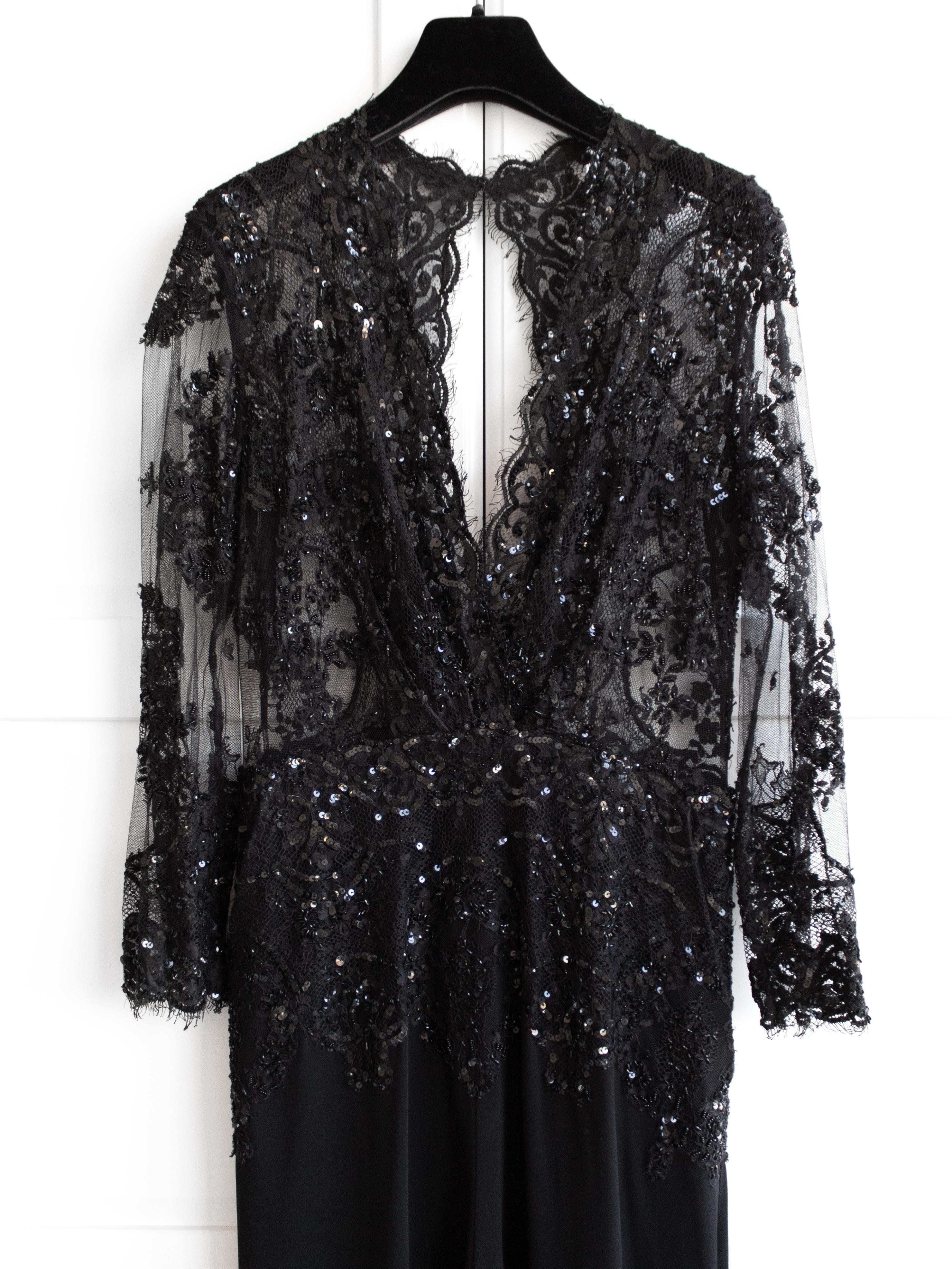 Women's Zuhair Murad Black Lace Embellished Jumpsuit For Sale