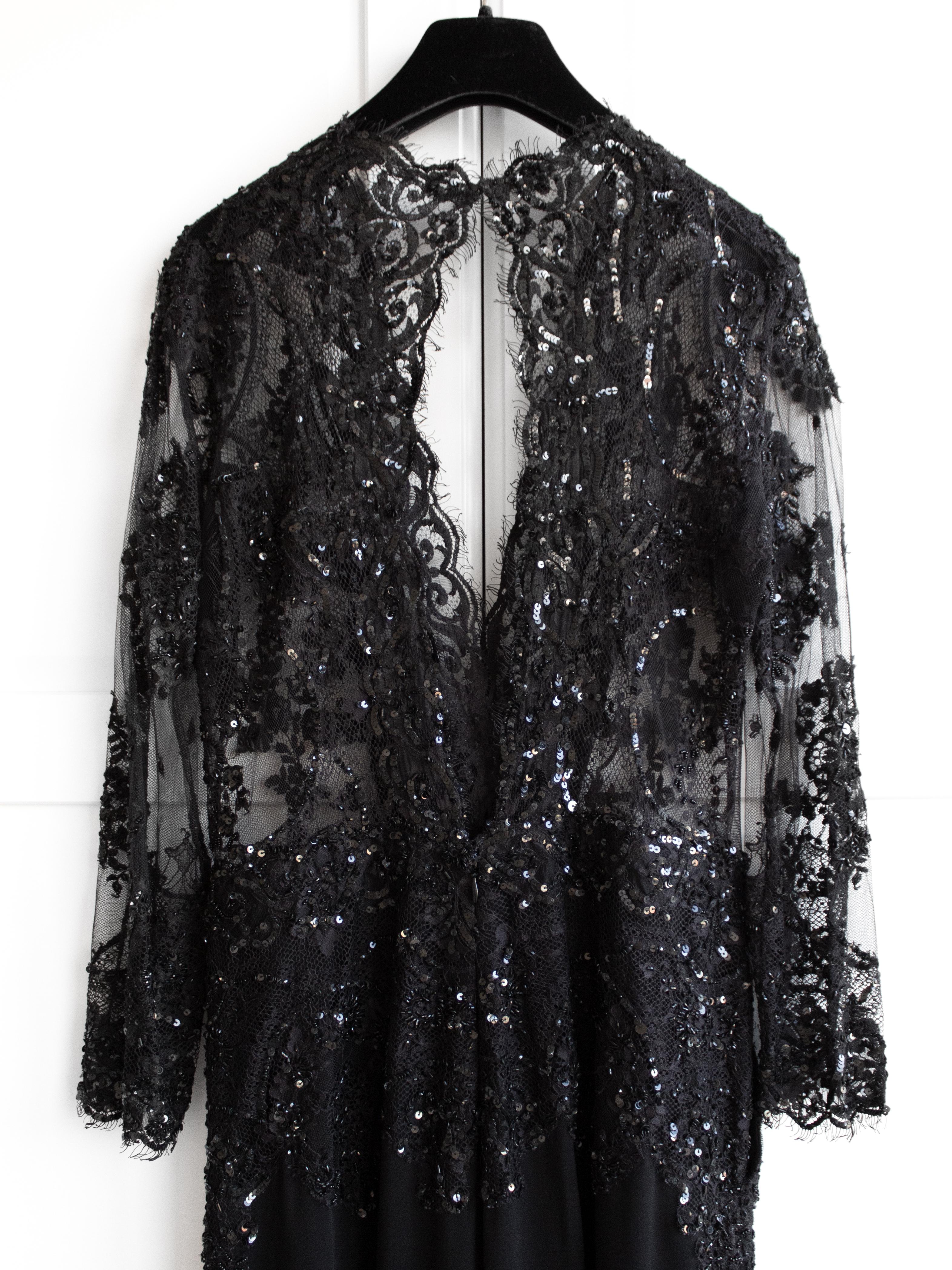 Zuhair Murad Black Lace Embellished Jumpsuit For Sale 1