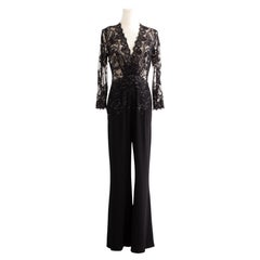 Zuhair Murad Black Lace Embellished Jumpsuit