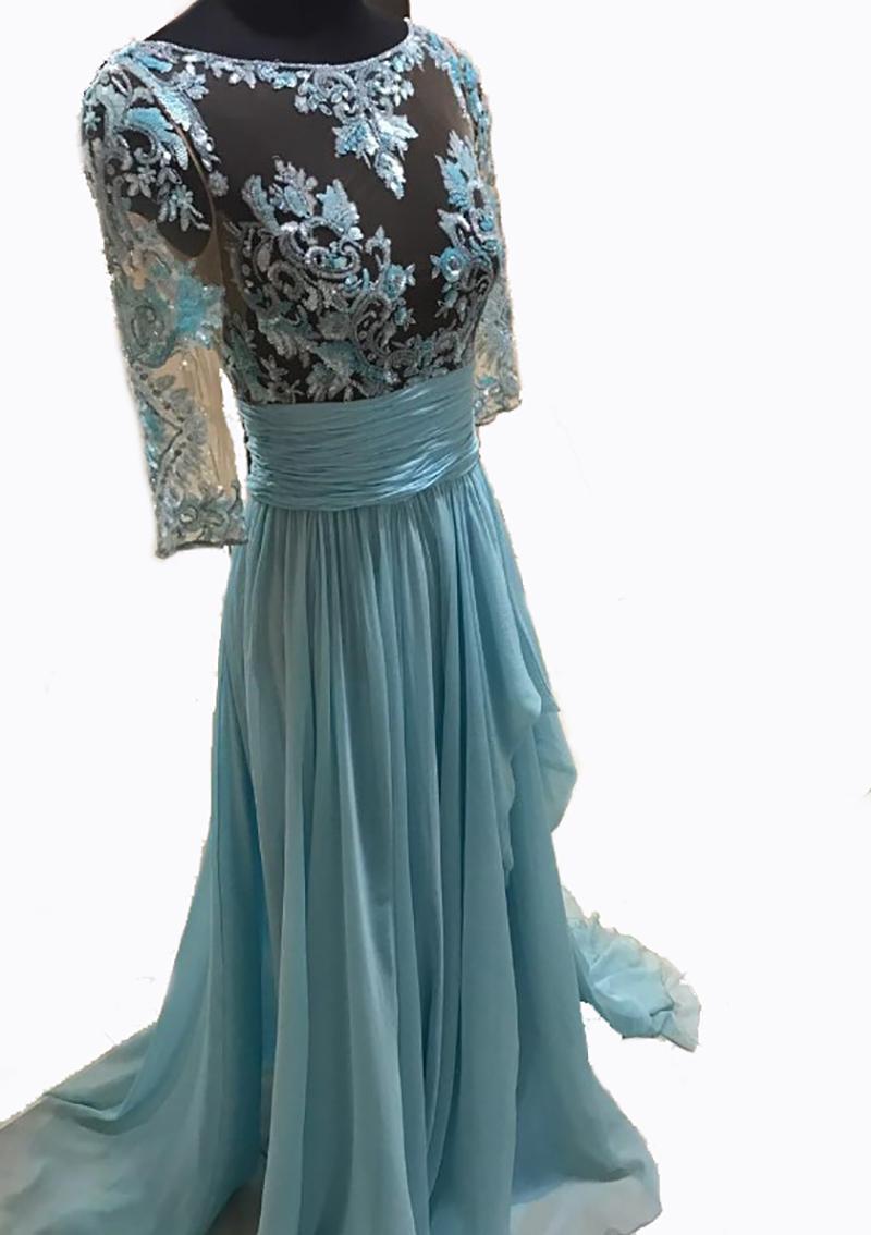 light blue silk gown