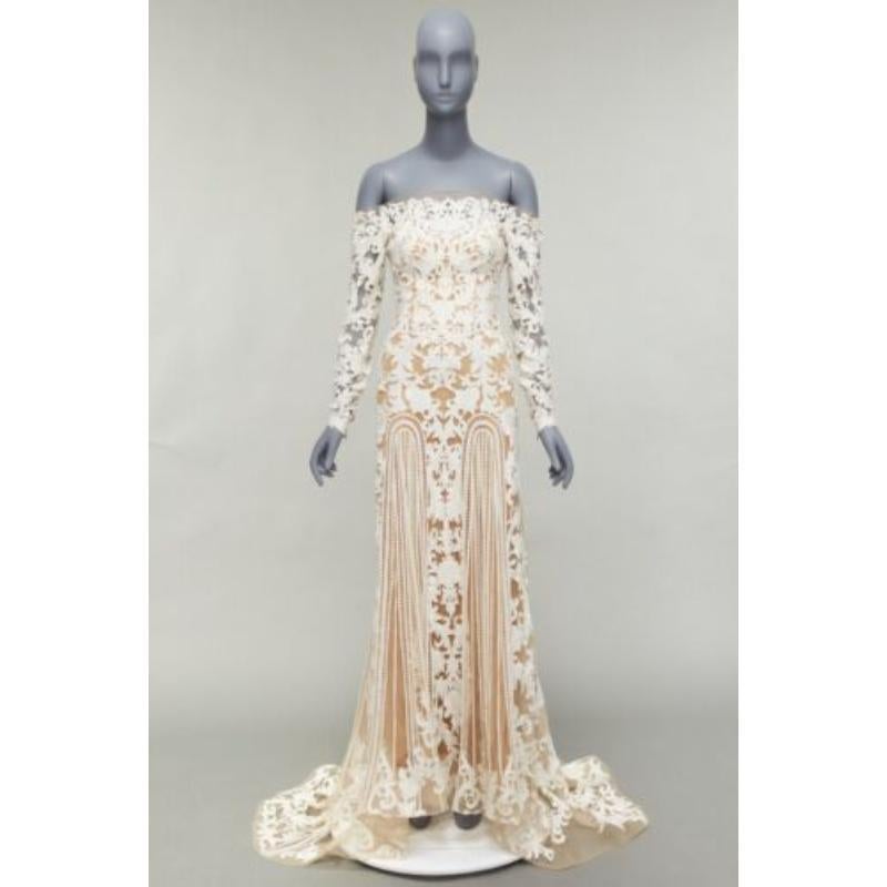 Zuhair Murad Bridal 2015 Abito da sposa bianco impreziosito da perle IT36 XXS in vendita 6