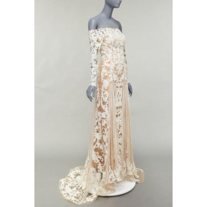 Bianco Zuhair Murad Bridal 2015 Abito da sposa bianco impreziosito da perle IT36 XXS in vendita