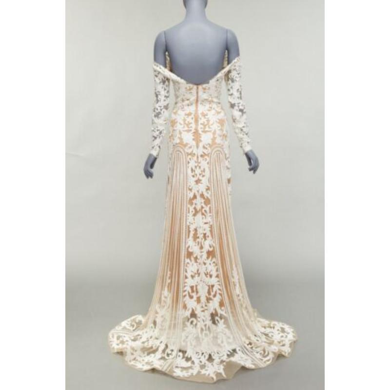 Donna Zuhair Murad Bridal 2015 Abito da sposa bianco impreziosito da perle IT36 XXS in vendita