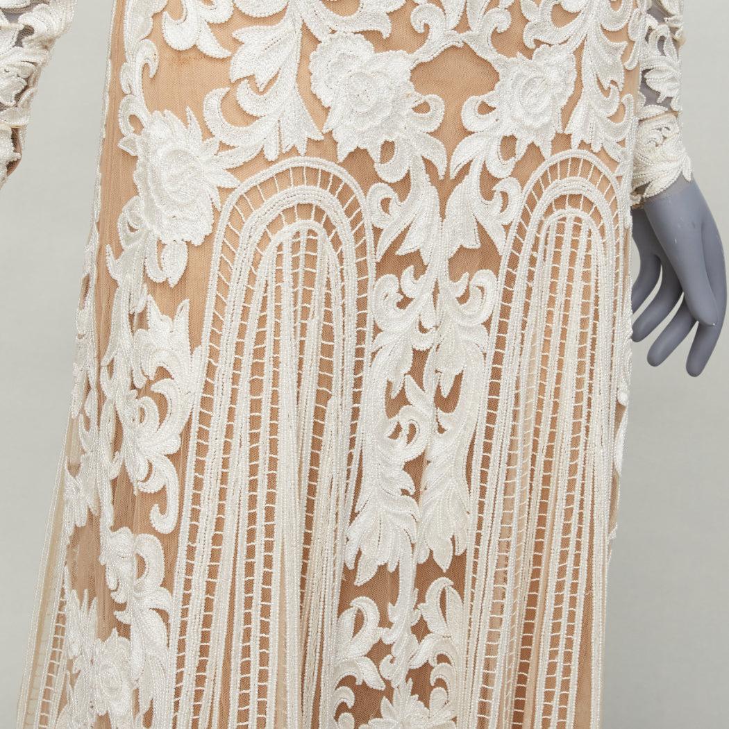 ZUHAIR MURAD Braut 2015 Laufsteg Weißes perlenbesetztes Hochzeitskleid IT36 XXS im Angebot 4