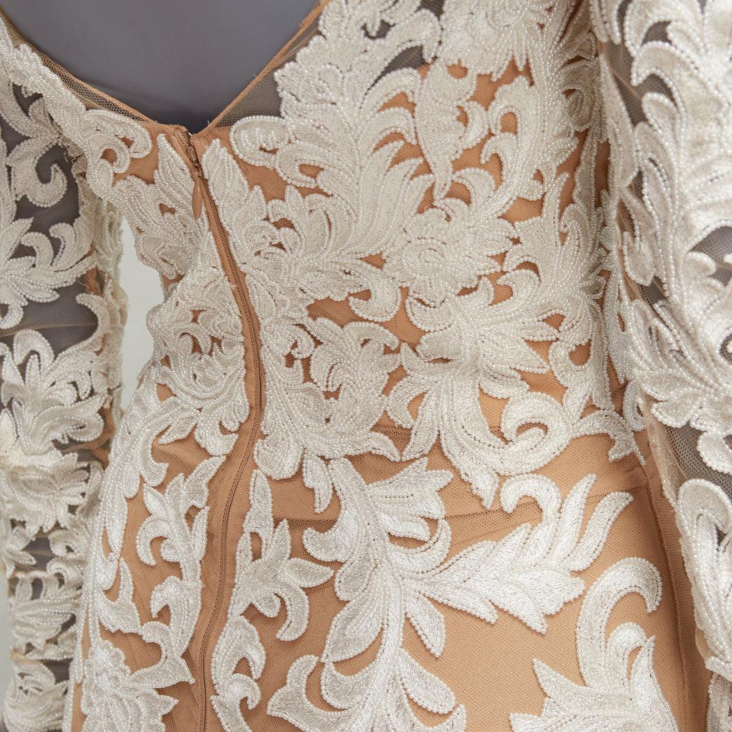 ZUHAIR MURAD Braut 2015 Laufsteg Weißes perlenbesetztes Hochzeitskleid IT36 XXS im Angebot 5