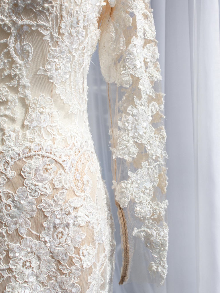 wedding dress boho lace Boho Lace Deep V-Neck Bell Sleeves A-Line Wedding Dress