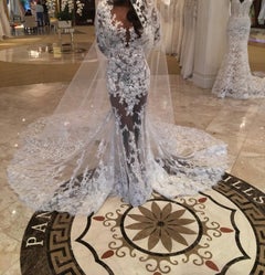 Zuhair Murad Bridal S/S 2016 Patricia White Lace Embellished Wedding Gown Dress