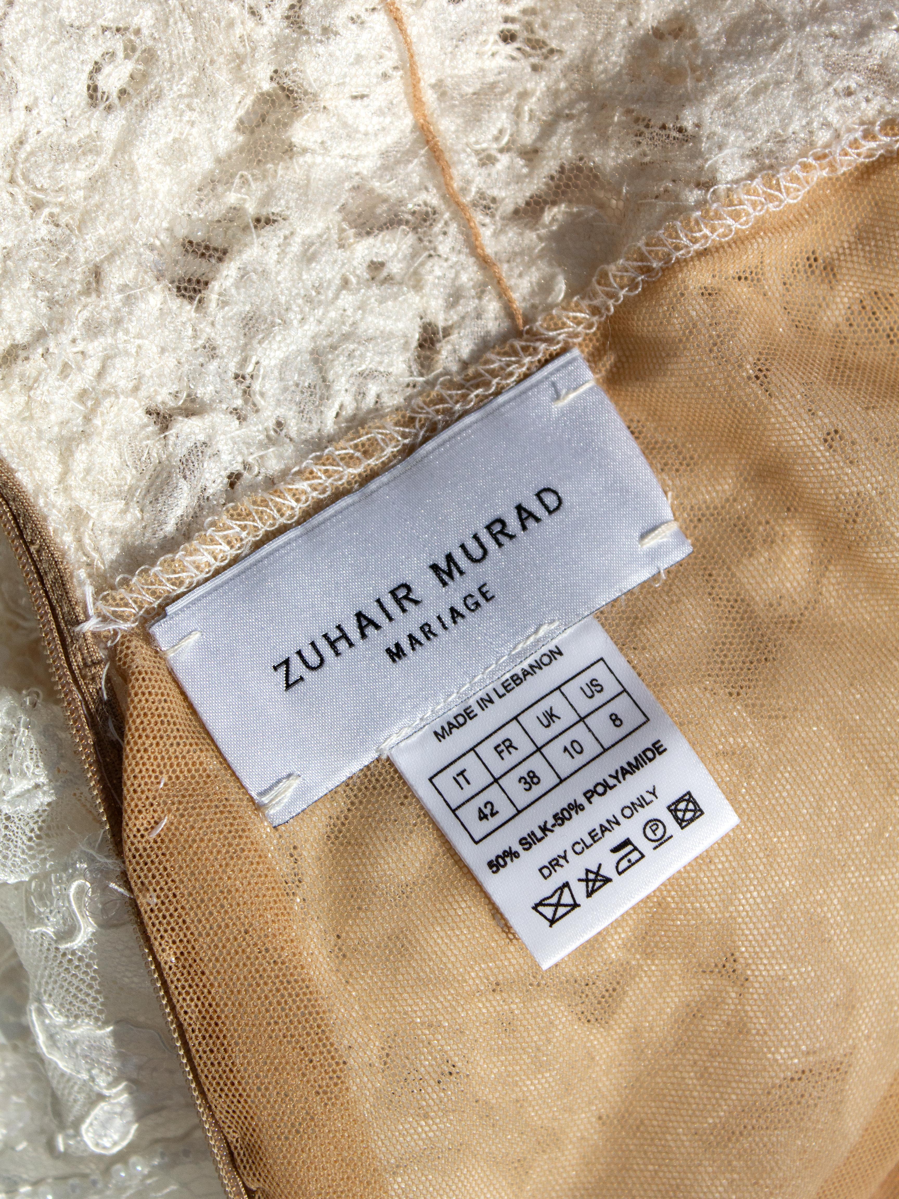 Zuhair Murad Bridal S/S 2016 Patricia White Lace Embellished Wedding Gown Dress For Sale 16