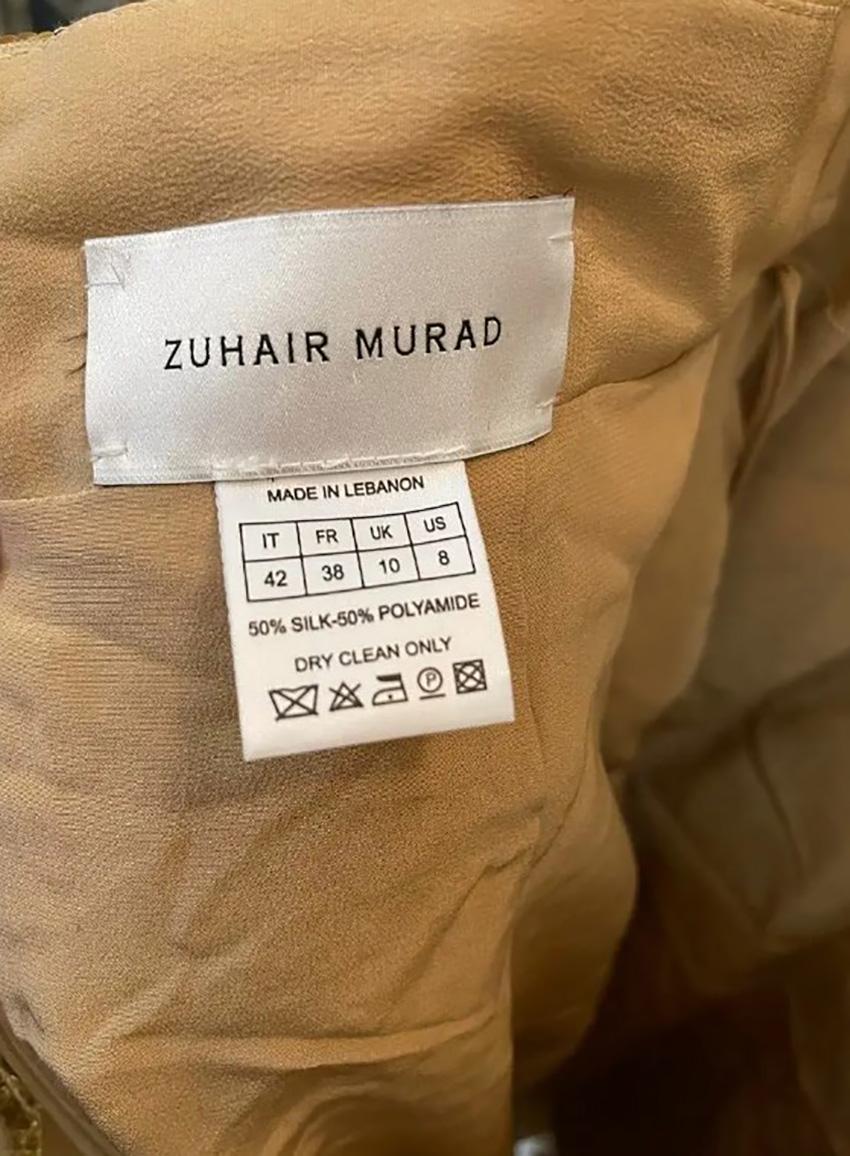 Women's ZUHAIR MURAD GOLD EMBROIDERED SHEER DRESS Sz It 42