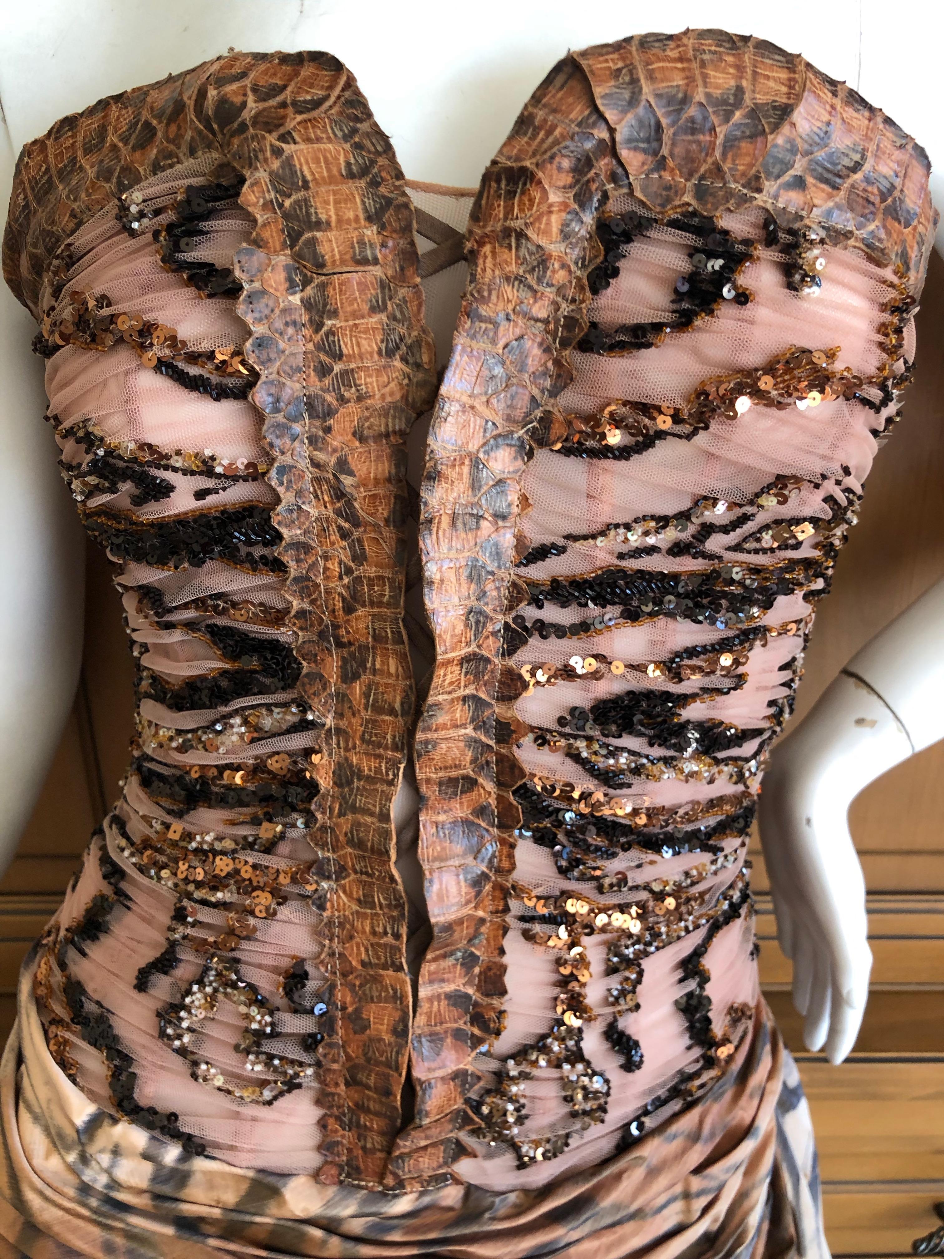 Women's Zuhair Murad Haute Couture VIntage Tiger Print Silk Evening Gown w Inner Corset For Sale