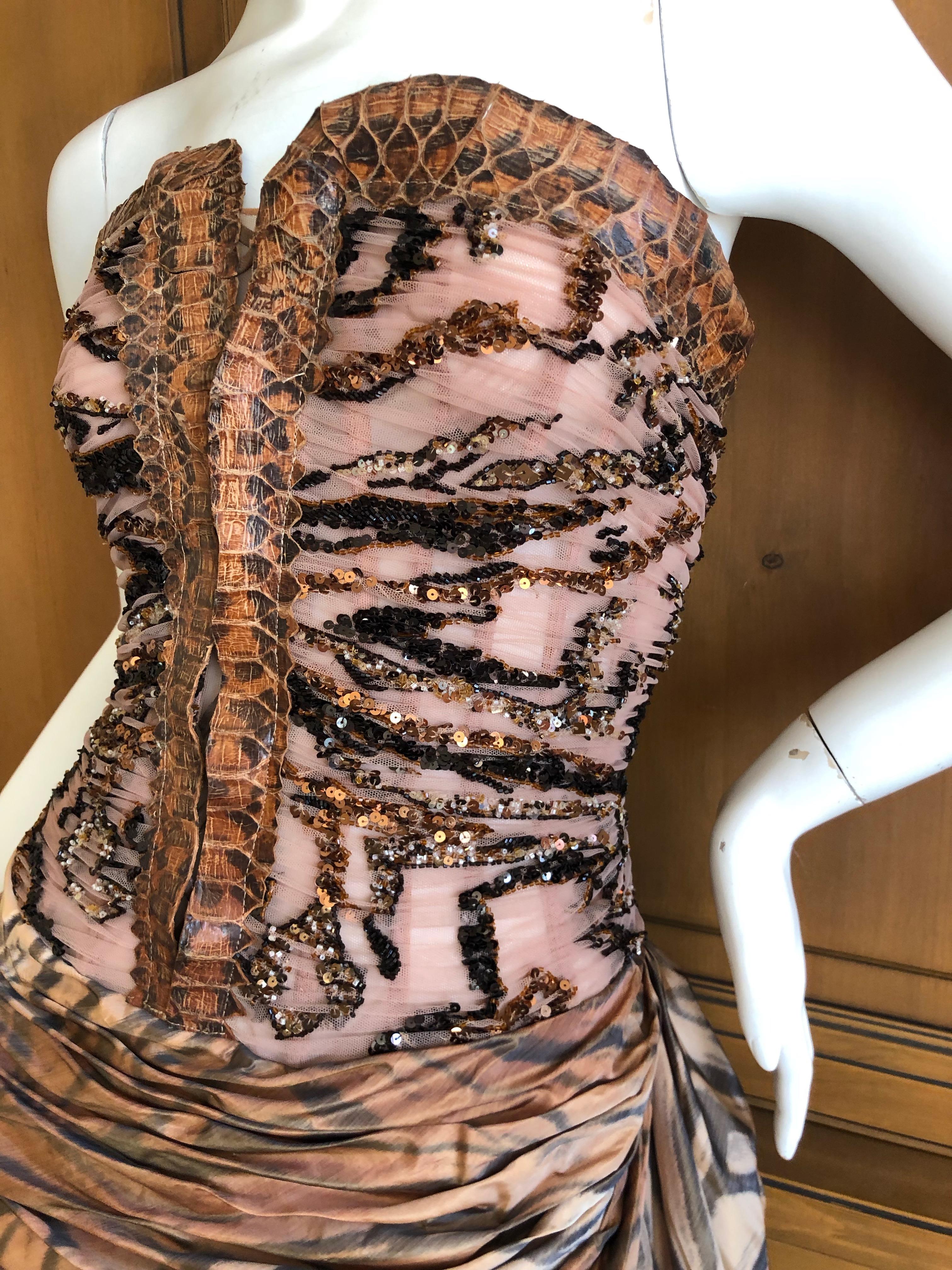 Zuhair Murad Haute Couture VIntage Tiger Print Silk Evening Gown w Inner Corset For Sale 2