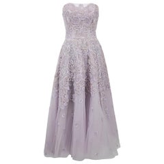 Zuhair Murad - Robe midi à corsage orné de lilas, taille XS