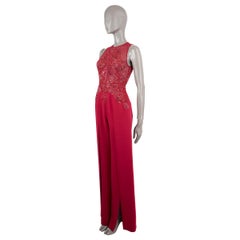 ZUHAIR MURAD magenta silk BEADED Jumpsuit 34 XS