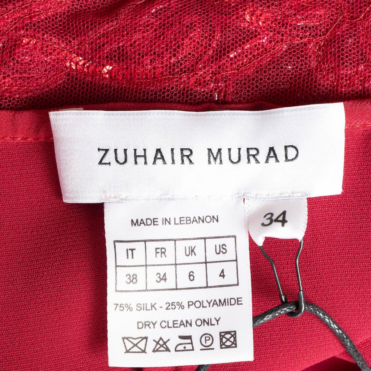ZUHAIR MURAD magenta silk BEADED Jumpsuit 34 XS For Sale 2