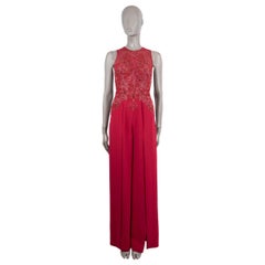 Used ZUHAIR MURAD magenta silk BEADED Jumpsuit 34 XS