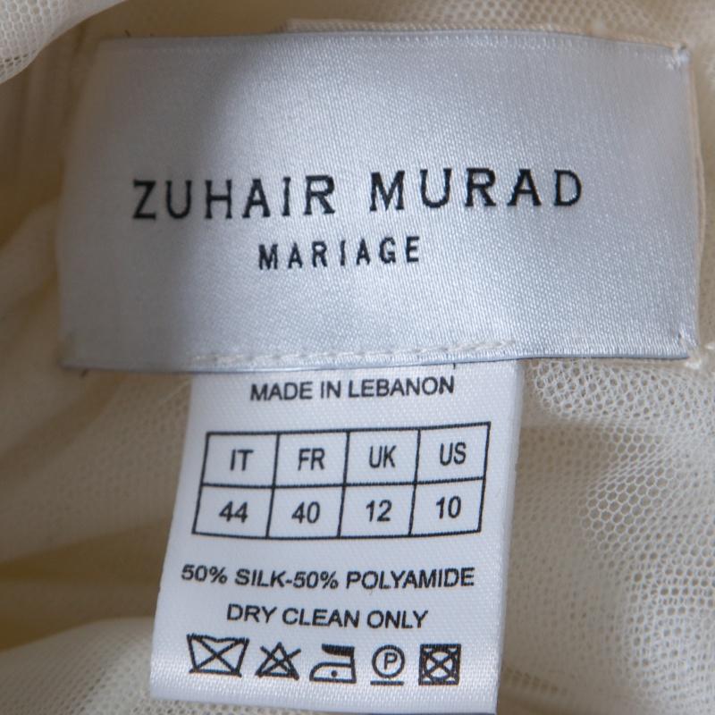 Zuhair Murad Mariage White Embroidered Embellished Tulle Wedding Gown M 2