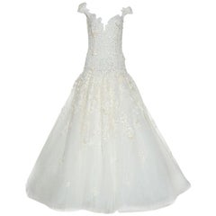 Zuhair Murad Mariage White Embroidered Embellished Tulle Wedding Gown M