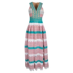 Zuhair Murad Multicolor Beadwork and Floral Lace Sleeveless Gathered Gown M