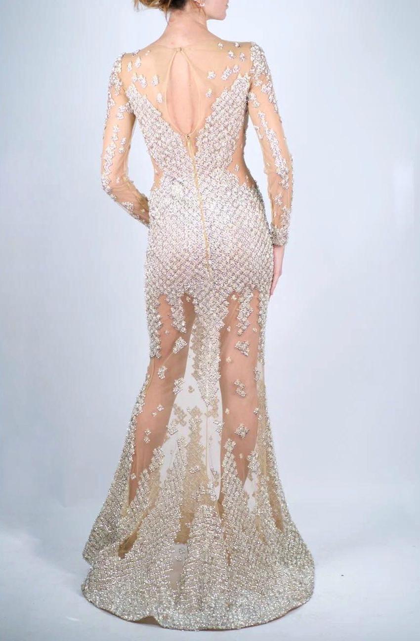 nude diamante dress