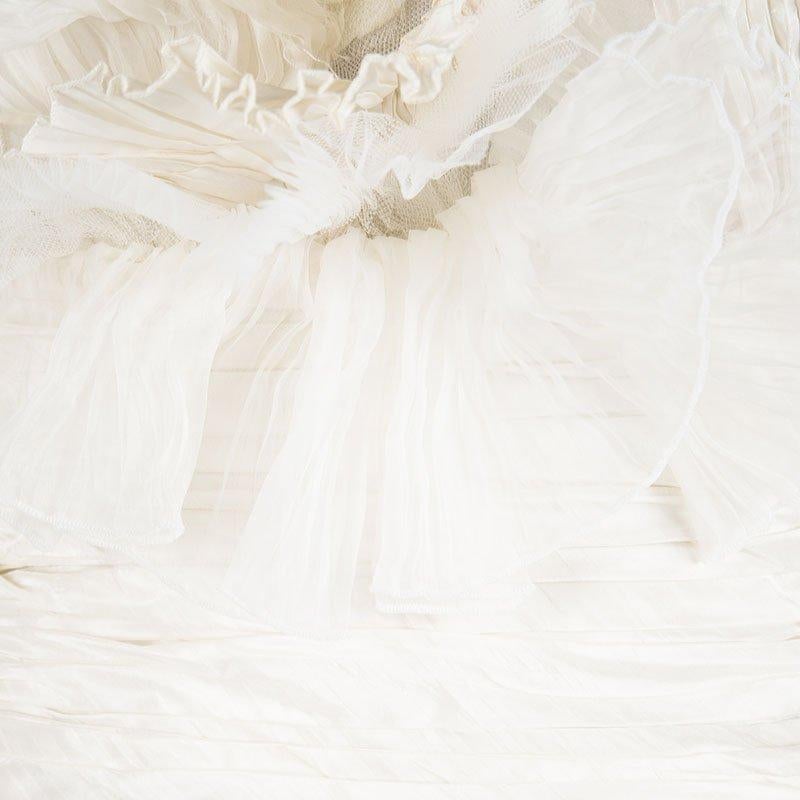 Gray Zuhair Murad Off White Plisse Ruffle Detail Layered Strapless Wedding Gown S