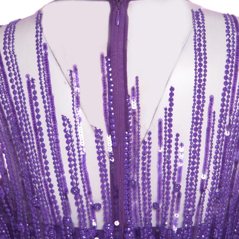 long sleeve purple sequin dress