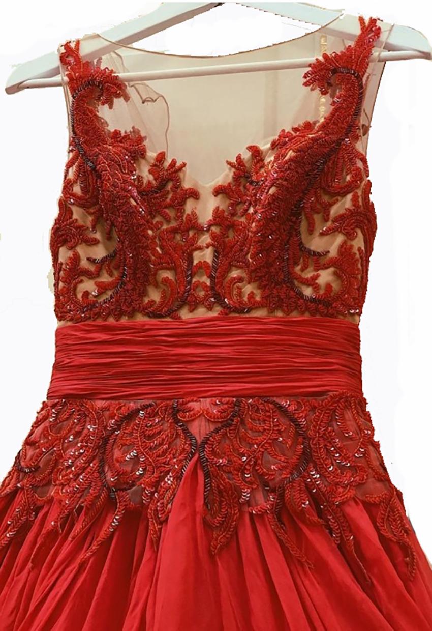 Red ZUHAIR MURAD RED EMBELLISHED BALL GOWN DRESS size IT 38 - 2