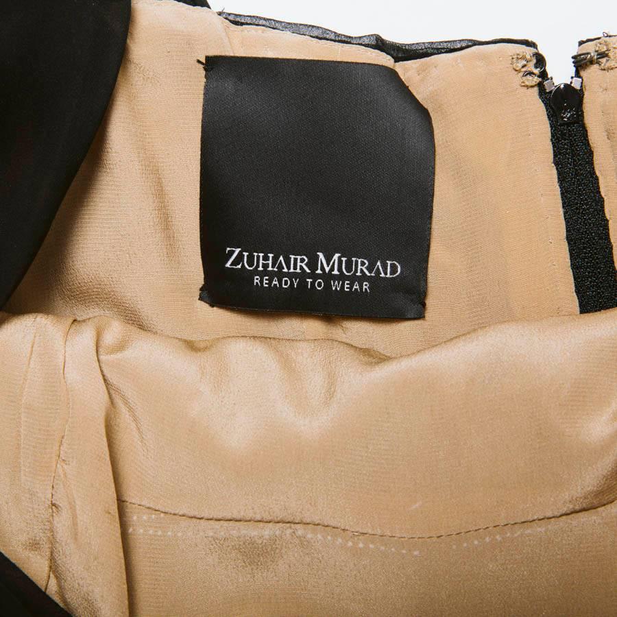 ZUHAIR MURAD Kurzes Cocktailkleid aus schwarzer und beigefarbener Seide und Polyamide Größe 38 im Angebot 2