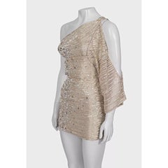 Zuhair Murad Silver Beaded Cocktail Dress - Size S