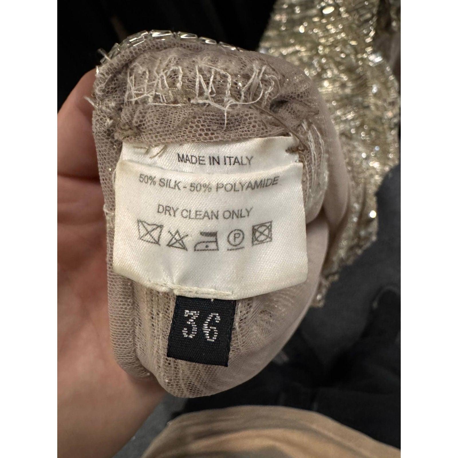 Zuhair Murad Vestido de cóctel con cuentas plateadas - Talla S en venta 1