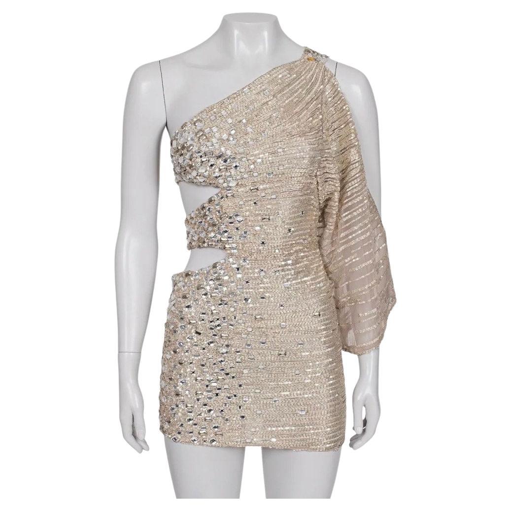 Zuhair Murad Silver Beaded Cocktail Dress - Size S