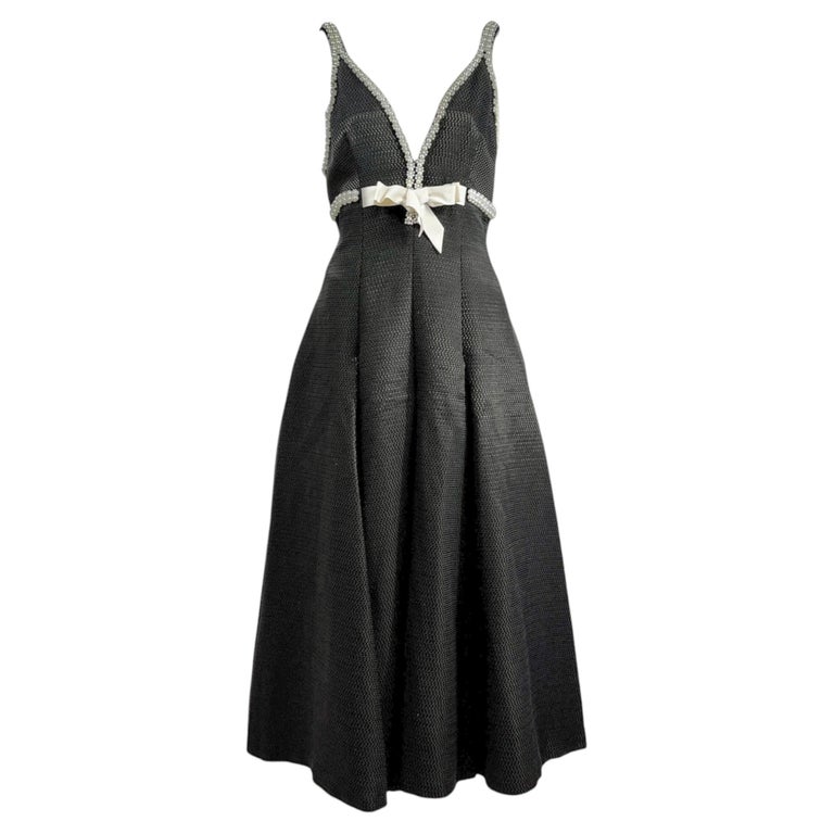 Zuhair Murad Spring 2024 Black Dress White Pearls
