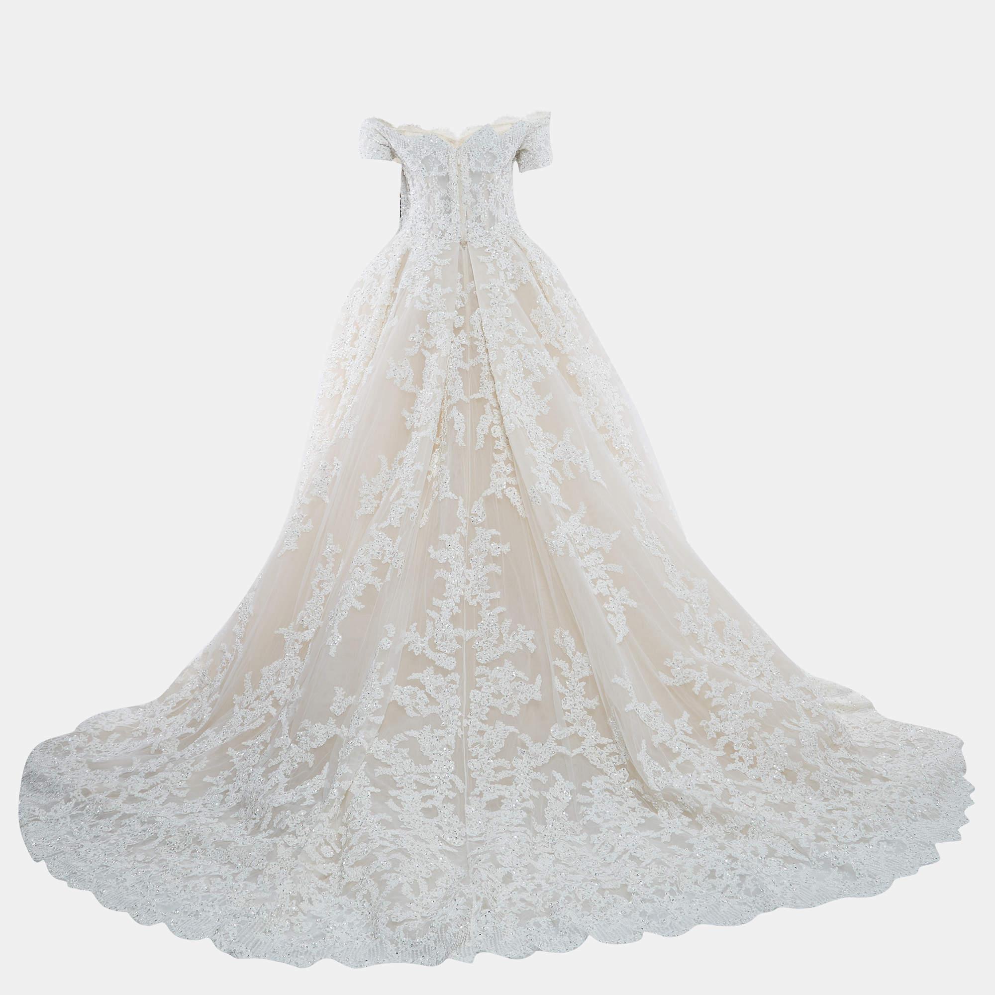 De las mujeres Zuhair Murad Vestido de novia blanco de tul bordado M en venta
