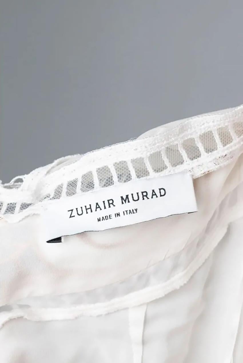 ZUHAIR MURAD WHITE SILK LONG DRESS Sz IT 40  2