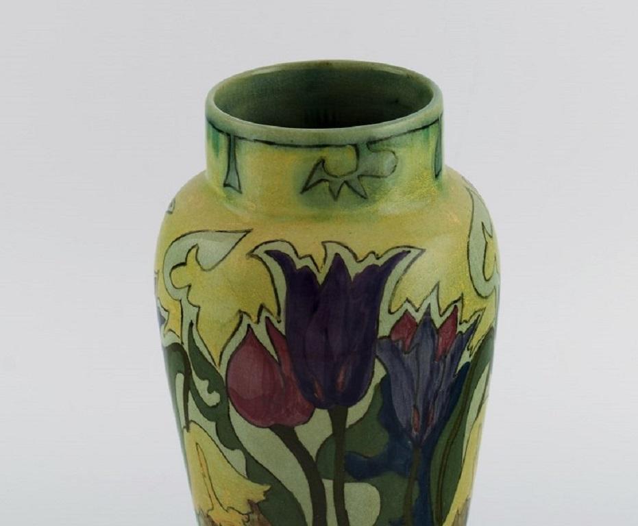 Dutch Zuid-Holland, Gouda, Antique Art Nouveau Vase in Glazed Ceramics